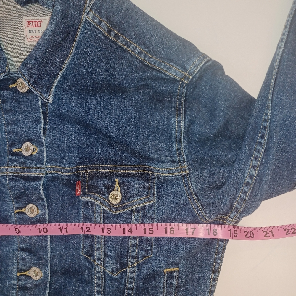 Levi's Dry Goods Cropped Denim Jean Jacket Women's Sz Medium VTG - Picture 6 of 7